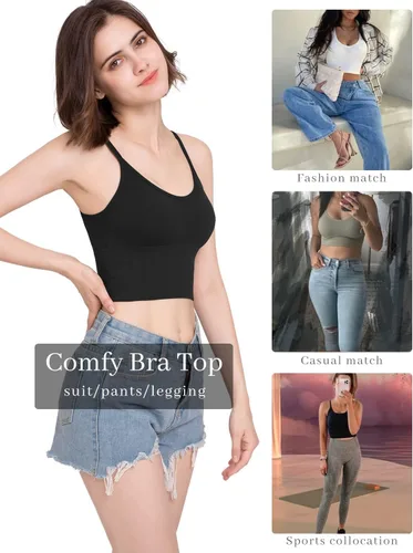 Vista 3 de Eleplus Brasier de dormir cómodo de 4 piezas para mujer, brasier de descanso sin varillas, acolchado, paquete de 4