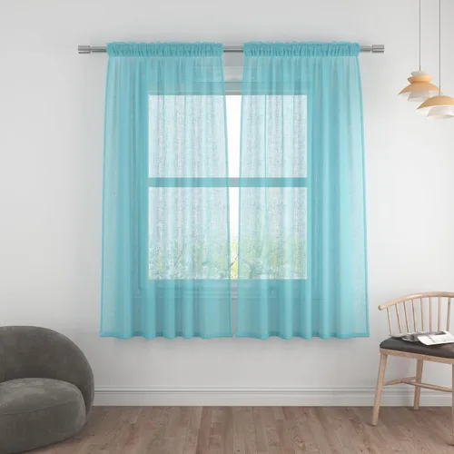 Vista 27 de UPOPO Paneles de Cortina Beige Pequeños Cortinas Transparentes de Gasa de 16 Pulgadas de Largo Cortinas de Cocina de Voile con Textura de Lino