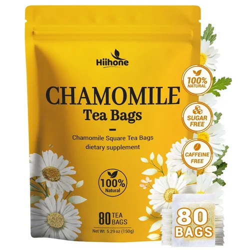 Vista 17 de Bolsitas de Té de Manzanilla, Té Herbal de Flores de Manzanilla - Sin Azúcar, Sin Cafeína, 50 Bolsitas Flores de manzanilla secas, aroma floral