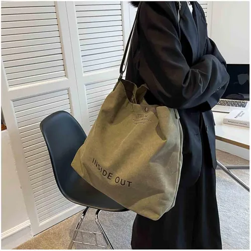 Vista 2 de Bolso de mano de lona grande para mujer, bolso de trabajo para hombro, bolso cruzado con asa superior, estilo vintage, estilo grunge, hobo