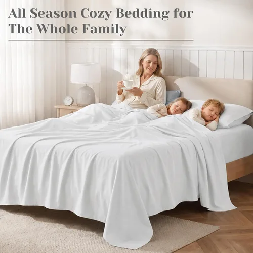 Vista 29 de Comfort Spaces Sábanas de percal 100% algodón, tamaño individual XL, 3 Adelia Gris