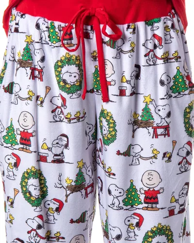 Vista 4 de INTIMO Peanuts Charlie Brown Snoopy Button Sleep Family - Conjunto de pijama navideño