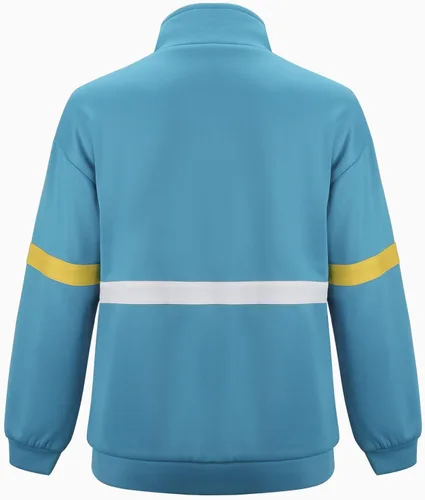 Vista 3 de Chaqueta de disfraz para mujer, sudadera con capucha y cremallera para adultos y niños, abrigo azul, sudadera deportiva para gimnasio