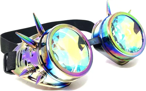 Vista 6 de Mad Scientist Time Traveler Steampunk - Gafas de disfraz de Halloween para mujeres y hombres Espiga de oro