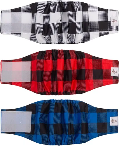 Vista 41 de CuteBone - Pañales lavables para perro macho, banda abdominal, paquete de 3 unidades, color negro, modelo DM54XS