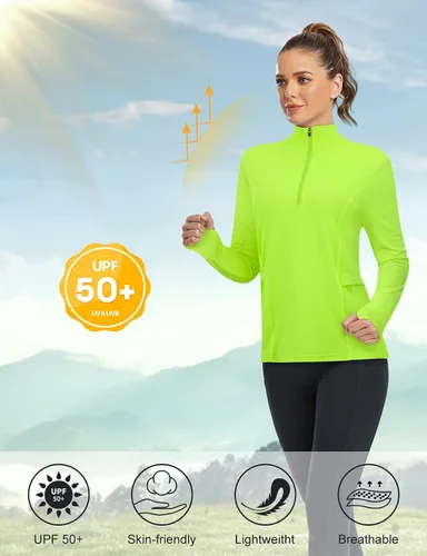 Vista 4 de Misyula - Camisetas de golf para mujer, con cremallera de 14, protección solar, secado rápido, tenis, correr, atletismo, entrenamiento