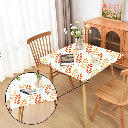 Vista 79 de Mantel ajustado blanco con elástico para mesas plegables de 48x48 pulgadas, manteles lavables y elásticos de elastano para mesas de cartas, manteles