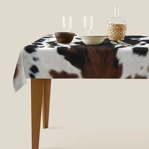 Vista 3 de Mantel rectangular de vaca, mantel de cuadros en estilo rústico, lavable, para decoración de cocina y comedor, 60x90 pulgadas