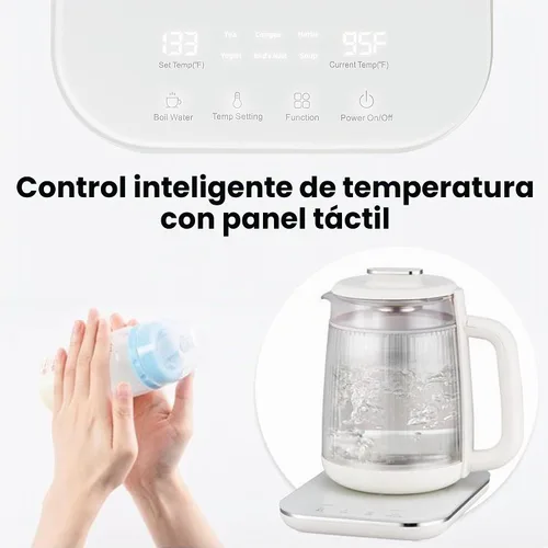 Vista 4 de Hervidor eléctrico de doble capa de 1,5 L con olla de estofado, olla de cristal para la salud, máquina de té de vidrio 9 en 1, panel táctil