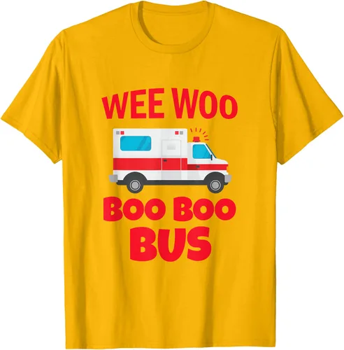 Vista 46 de Wee Woo Boo Boo Bus First Responder - Camiseta divertida de ambulancia, Negro, S