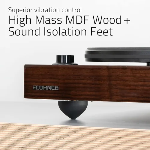 Vista 4 de Fluance RT83 Reference para tocadiscos de vinilo de alta fidelidad con cartucho Ortofon 2M Rojo, motor de control de velocidad, base de madera MDF