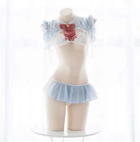 Vista 5 de Linda ropa interior sexy con orejas de conejo de Alice, bikini para uniforme de sirvienta, conjunto de lencería, disfraz de cosplay para mujer