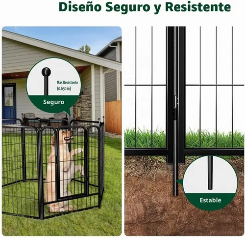 Vista 5 de PawGiant Parque Vallado para Perros 24"/32"/40" Interior Exterior para Perros Pequeños/Medianos/Grandes, Puerta de Cercado de Ejercicio de Metal