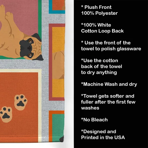 Vista 7 de Caroline's Treasures MLM1143KTWL Lots of Apricot Pug - Toalla de cocina para invitados, toalla de baño decorativa para cara, té, paño de cocina, Pug