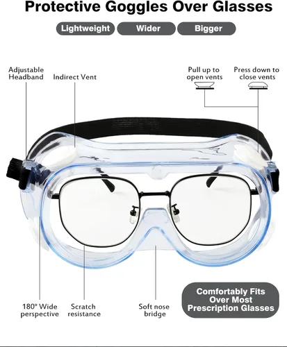 Vista 7 de MELASA Anteojos de seguridad ANSI Z87.1, antivaho gafas protectoras de laboratorio, gafas de protección ocular Comfortable Soft Edge Design