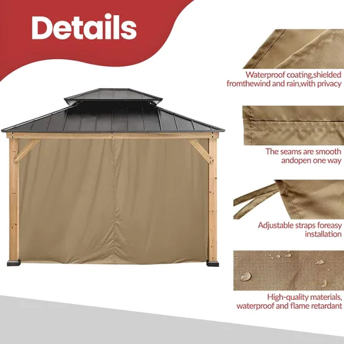 Vista 5 de Coastshade Panel de toldo de pérgola de repuesto para pérgola de 8 pies, paneles de privacidad para cenadores con 10 anillos de cortina y ganchos