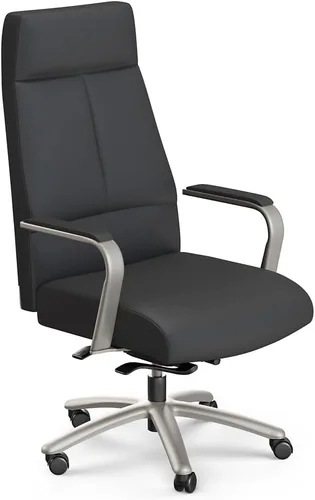 Vista 7 de NBF Silla de oficina giratoria ergonómica con respaldo alto y asiento tapizado Gris