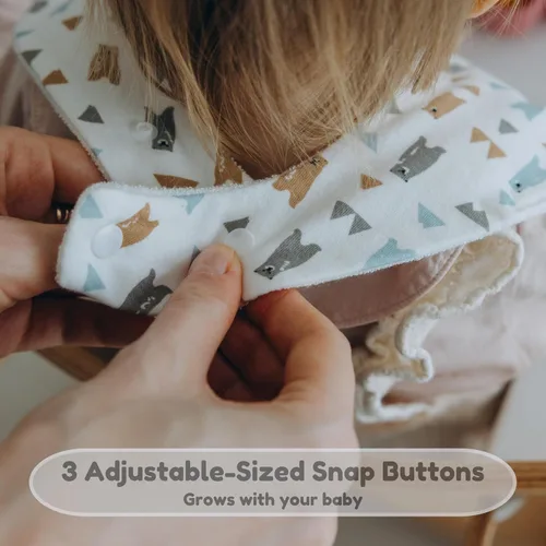 Vista 6 de Babero de gran tamaño para bebé, baberos impermeables extra grandes para niños de 6 a 24 meses, 100% algodón y bambú