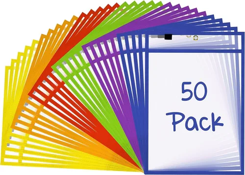 Vista 7 de SCRIBBLEDO Bolsillos de borrado en seco, paquete de 50 fundas reutilizables
