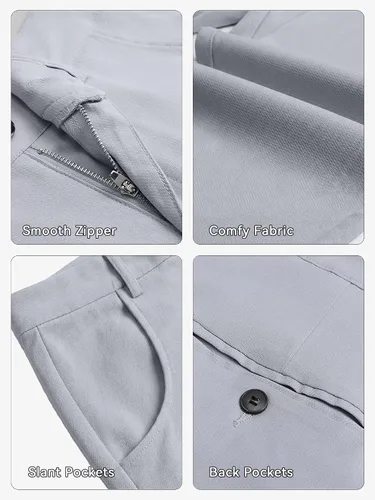 Vista 6 de Woenzaia Men's Slim Fit Dress Pants Casual Stretchy Twill Chinos Tapered Skinny Slacks