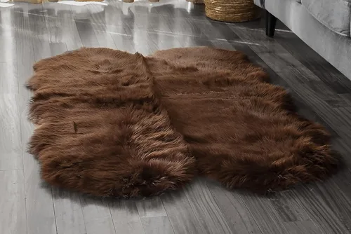 Vista 24 de Alfombra de piel sintética suave y sedosa, 2 x 3 pies, alfombra negra esponjosa, alfombra de piel de oveja, alfombra lanuda para sala de estar
