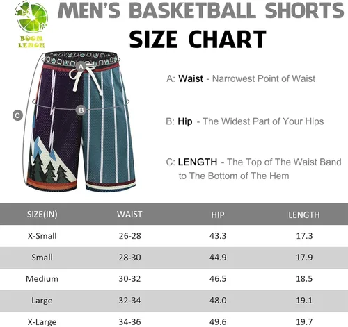 Vista 7 de BOOMLEMON Pantalones cortos de baloncesto para hombre, pantalones cortos deportivos de entrenamiento de hip hop, pantalones cortos de malla