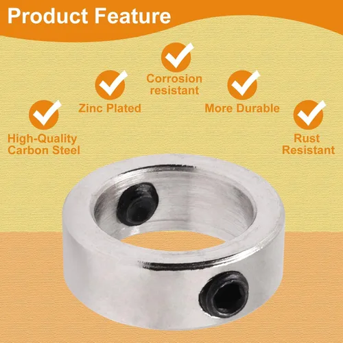 Vista 3 de Collar de tope de broca de 1/2 pulgada, 8 piezas de collar de tope de taladro, localizador de anillos para carpintería con llave