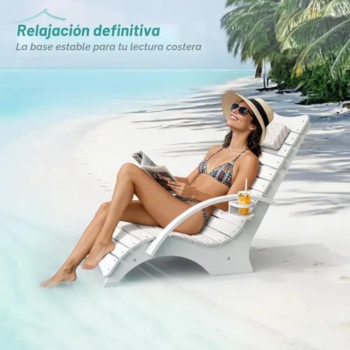 Vista 7 de Juego de 2 sillas de piscina con reposabrazos y portavasos, 8-10 Blanco