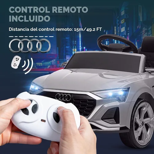 Vista 4 de Qaba Audi Q8 e-tron Sportback Licensed 12V Kids Ride on Car Music Gray Gris