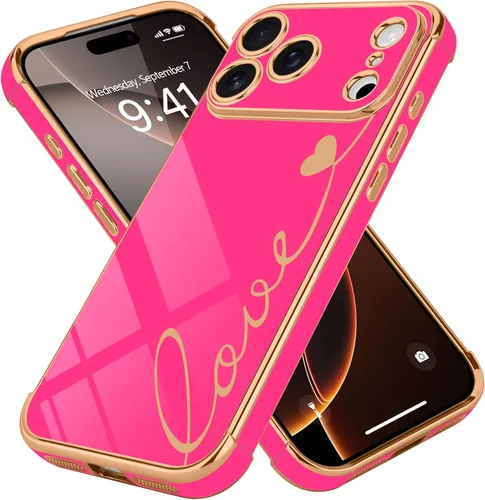 Vista 22 de LCHULLE Funda para iPhone 13 para mujeres y niñas, lindo corazón de amor Negro