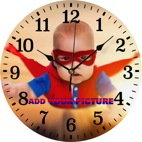 Vista 11 de Reloj de pared personalizado, reloj personalizado con texto de 4 imágenes, reloj de fotos silencioso redondo personalizado de PVC, regalos