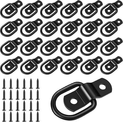 Vista 8 de garini Anclajes de amarre de anillos en D plateados, paquete de 6 anillos en D de 1/4" resistentes para remolques de embarcaciones, control de carga
