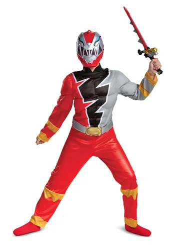 Vista 8 de Disfraz de Power Rangers Dino Fury Ranger Rojo para Niños Multicolor