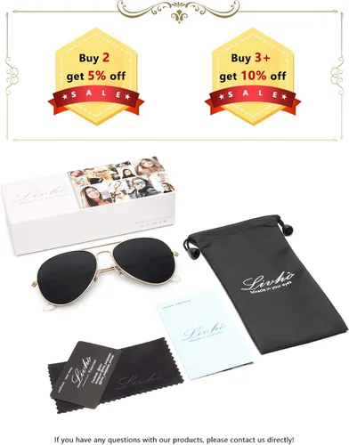 Vista 5 de livho Classic Polarized Aviator Sunglasses UV Mirrored Lens Metal Retro Shades