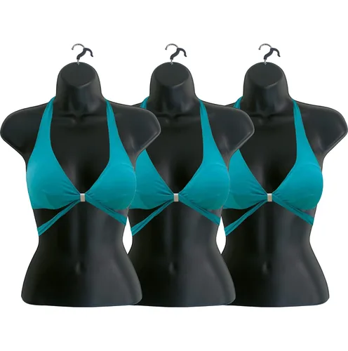 Vista 30 de Maniquí femenino con espalda hueca y cuerpo apilable con ganchos para colgar para exhibición de camisetas, encimera, ferias de manualidades, fotos
