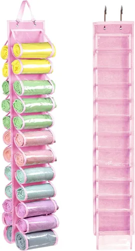 Vista 14 de Bolsa de almacenamiento para leggings con colgador, puede contener 24 leggings o camisas, compartimento para jeans, colgador de almacenamiento