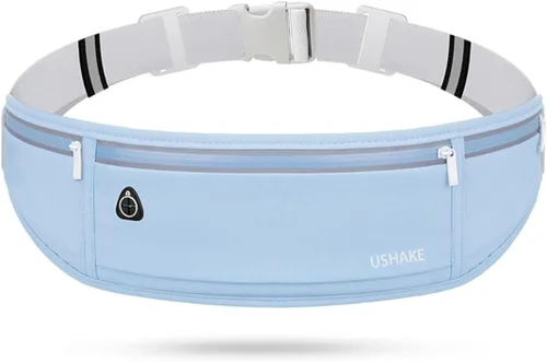 Vista 11 de USHAKE Cinturón delgado para correr, riñonera de entrenamiento para hombres y mujeres, paquete de cintura de ejercicio para soporte de iPhone