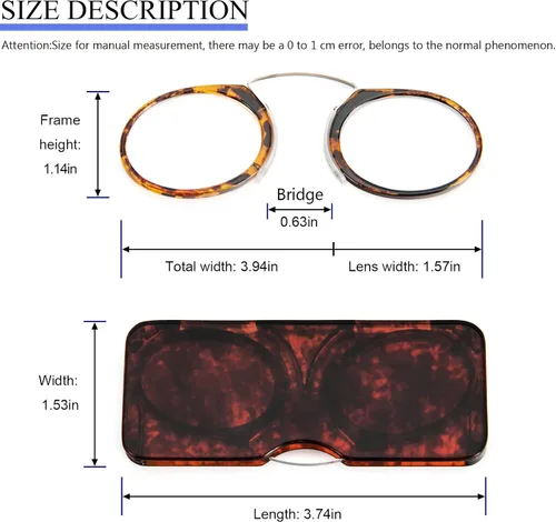 Vista 2 de REAVEE Paquete de 2 lentes de lectura con clip de nariz sin brazos para hombres y mujeres, sin sienes, delgados y compactos, ultra delgados con mini