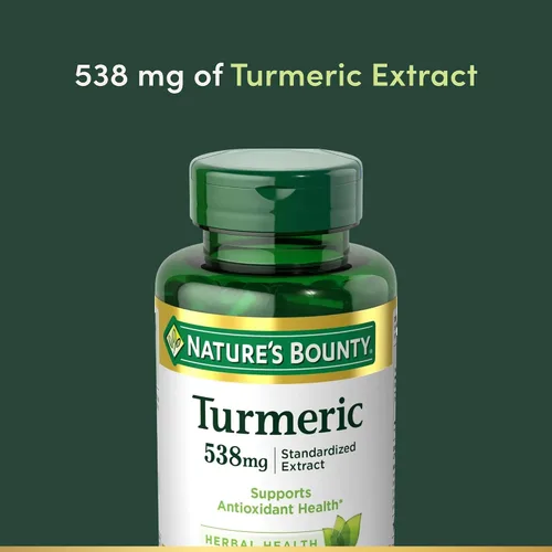 Vista 3 de Nature's Bounty Cúrcuma píldoras y suplemento de salud herbal, apoya el alivio del dolor en las articulaciones y la salud antioxidante, 538 mg, 45