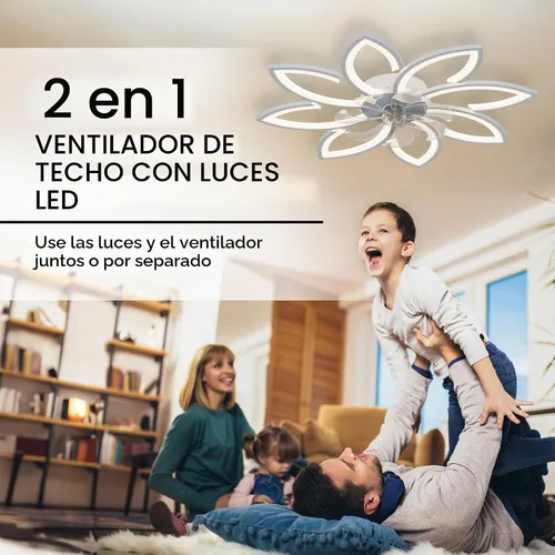 Vista 2 de Ventiladores de techo de 35'' con luces, ventilador de techo sin aspas con luces y control remoto, ventilador de techo de montaje empotrado con luz