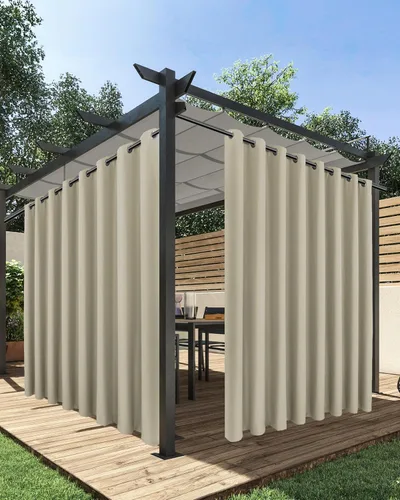 Vista 33 de HolidayIdeas Cortinas impermeables para patio, 4 paneles, 54 x 84 pulgadas, protección de privacidad y filtrado de luz, cortinas exteriores con Negro