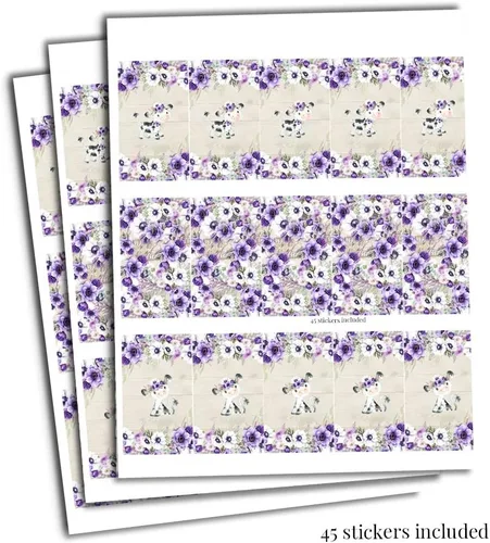 Vista 8 de Amanda Creation Acuarela Purple Cow Baby Shower Baby Shower Mini Chocolate Candy Bar Wrappers Wrappers Envoltura de 45 etiquetas envolventes de 1.4