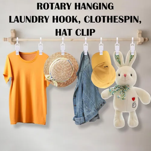 Vista 5 de AKOAK 10 piezas de clip de plástico blanco para sombreros, clip de lavandería multifunción giratorio para cortinas para colgar bufandas