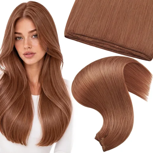 Vista 53 de Moresoo Extensiones de cabello humano real para coser, color negro natural