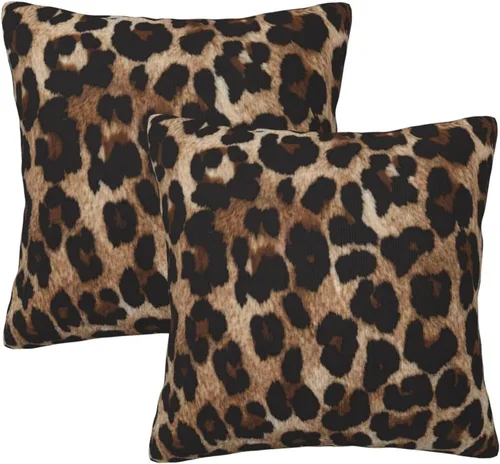 Vista 11 de Fiokroo Juego de 2 fundas de almohada de leopardo negro, fundas de almohada cuadradas para sofá, dormitorio, sala de estar, automóvil, 16 x 16