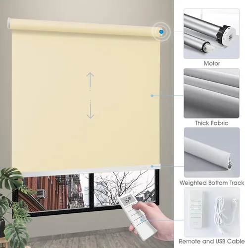 Vista 2 de Persianas blackout enrollables personalizadas simples y elegantes, para ventanas, puertas, puertas francesas, ahorro de energía, protección UV