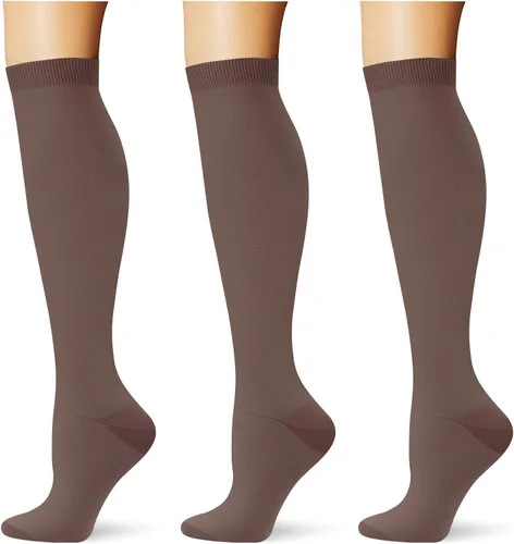 Vista 34 de (3 pares) Calcetines de compresión 20-30 mmHg, calcetines largos hasta la rodilla para mujeres y hombres, soporte atlético, para viajes y uso diario