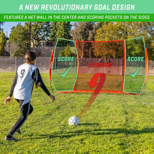 Vista 2 de GoSports Strike Net - Portería de entrenamiento de fútbol – Entrenador de red de tiro para todos los niveles de habilidad – 12 pies x 8 pies o 18