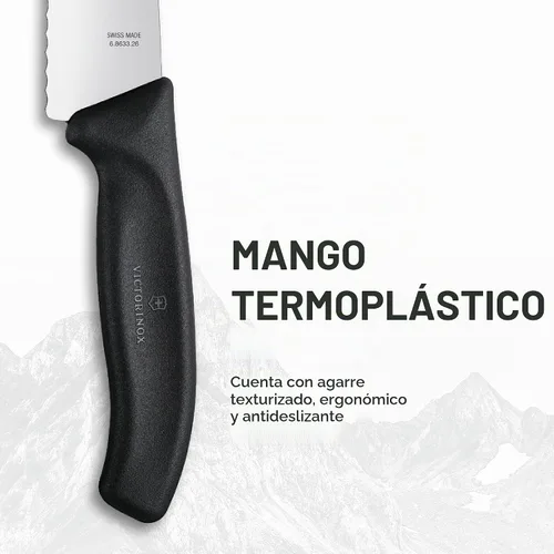 Vista 3 de Victorinox Swiss Classic - Cuchillo de pan curvo de 10.25 pulgadas con borde dentado y mango negro