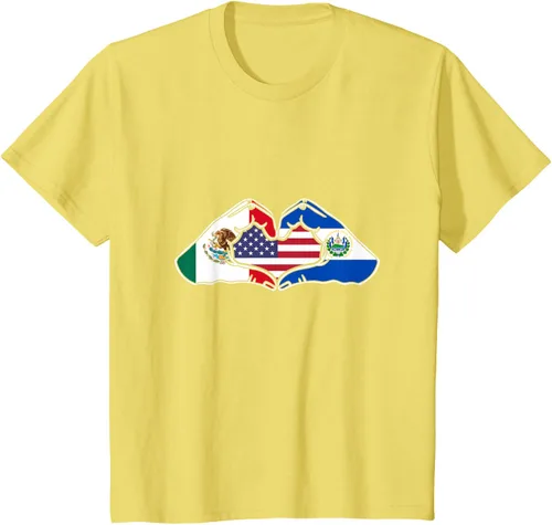 Vista 50 de Corazón manos México, El Salvador y Estados Unidos. Camiseta, Negro